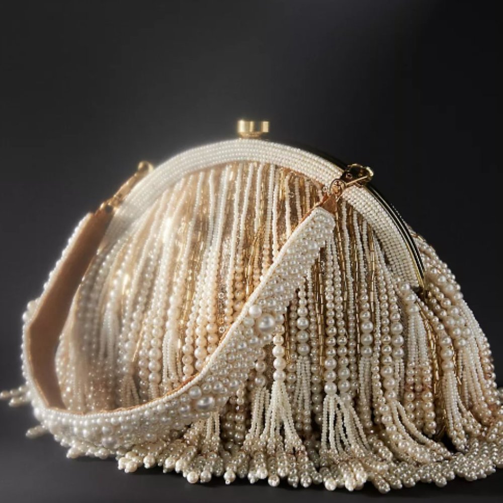 Zhuu Beaded and Pearl Tassel Bag
